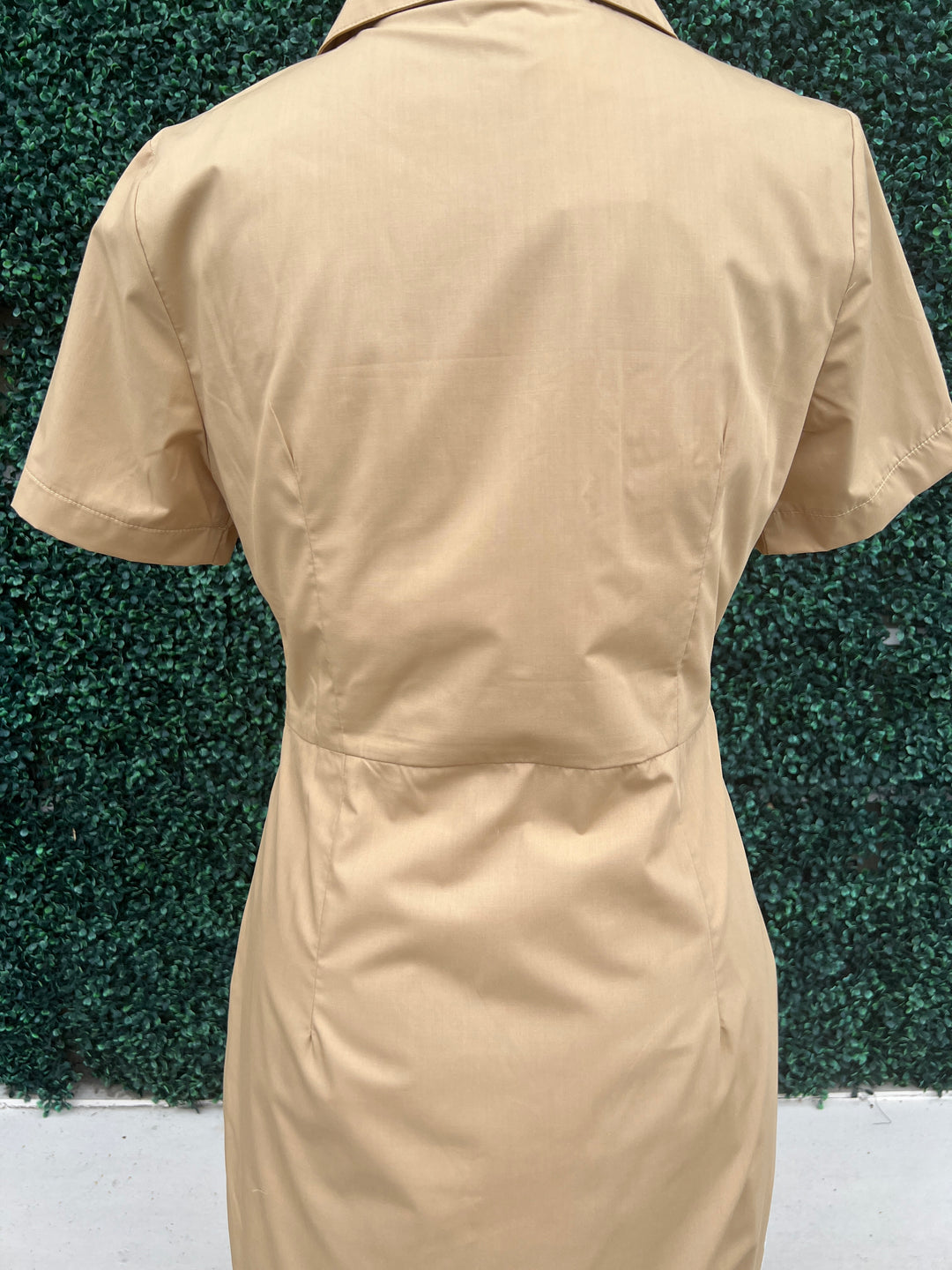 Khaki Fitted Midi Dress Boutique for Women Over 50 Southern 
