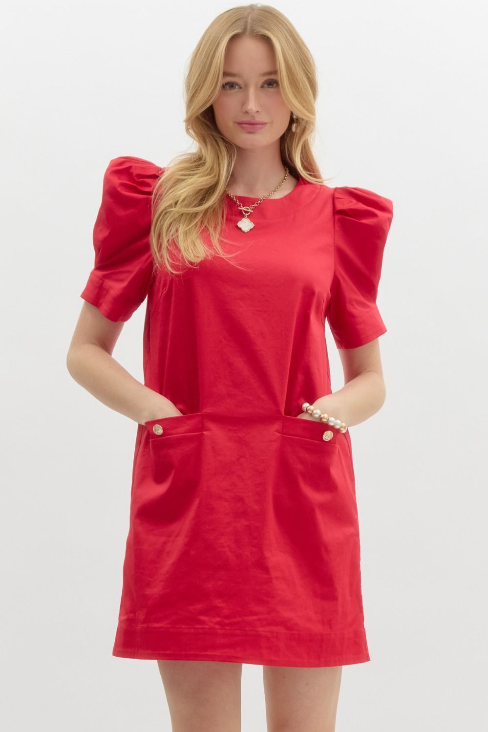 Jackie O Cotton Sheath Dress | Red & Pink