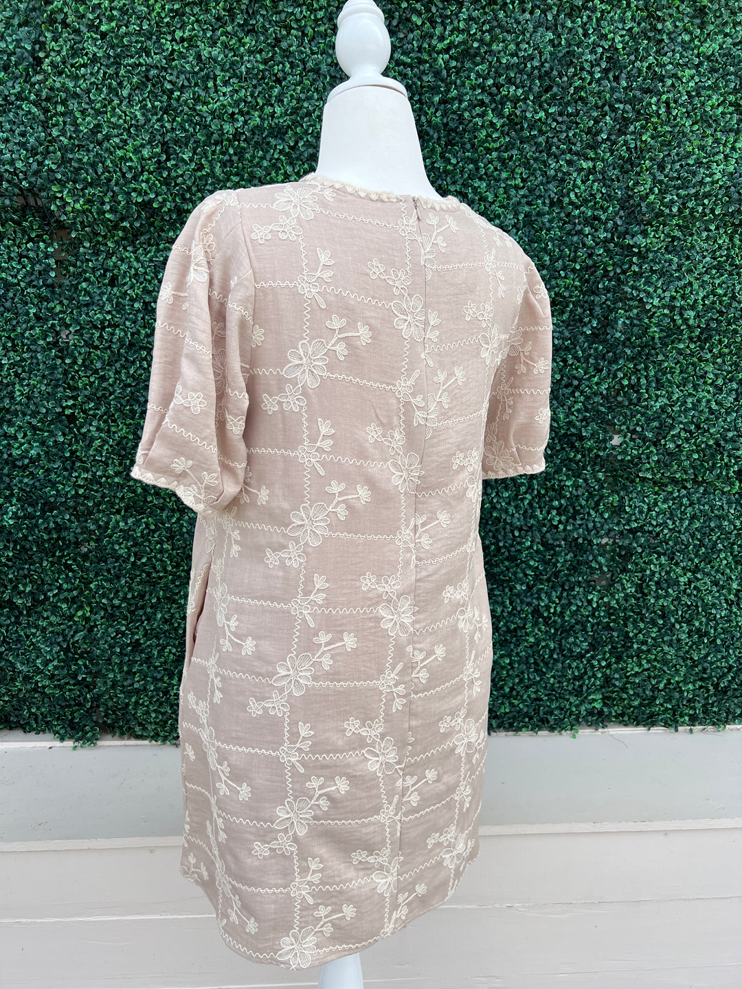 Khaki Embroidered Floral Dress Khaki Embroidered Floral Dress