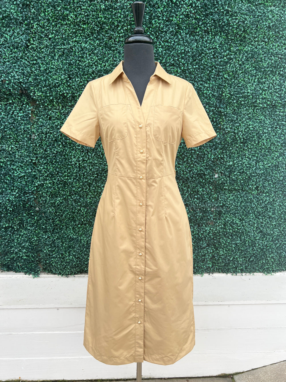 Khaki Fitted Midi Dress Boutique for Women Over 50 Southern Style 