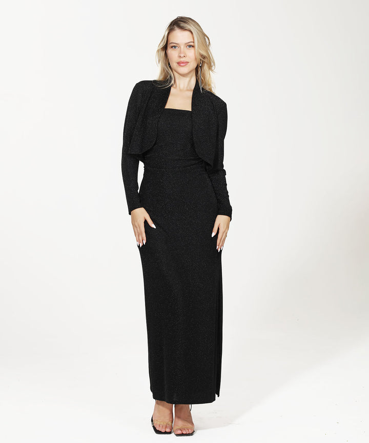 Long Sleeve short cropped Bolero Glitter Jacket black