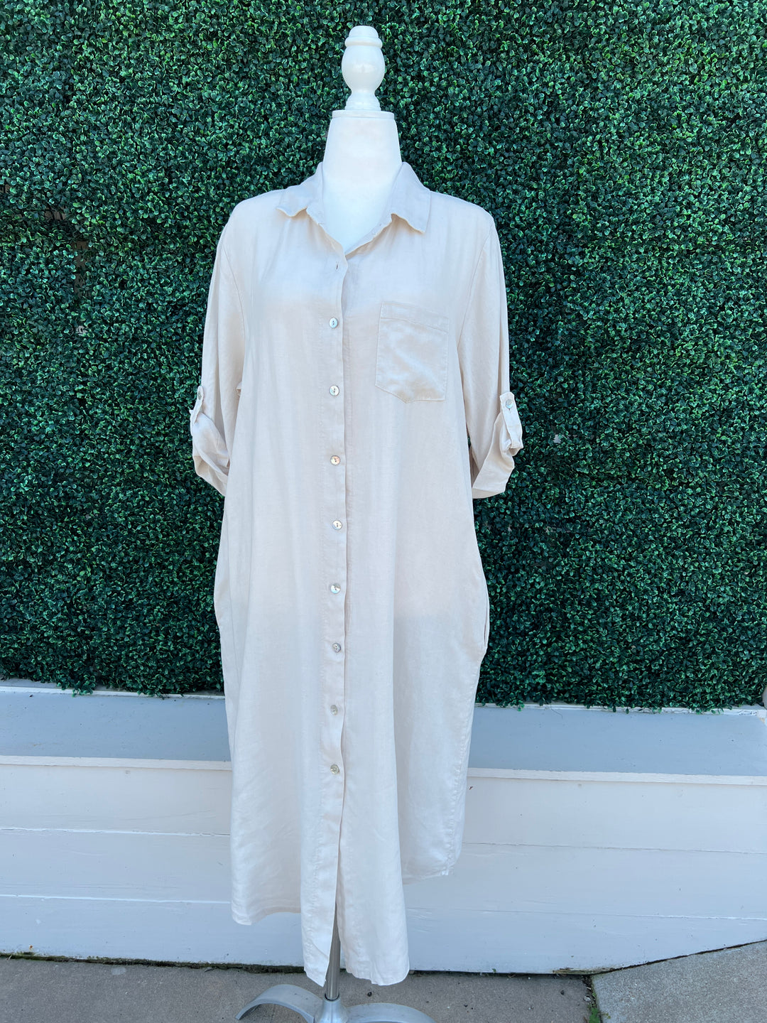 cream maxi shirt dress maxi Shirt Dress