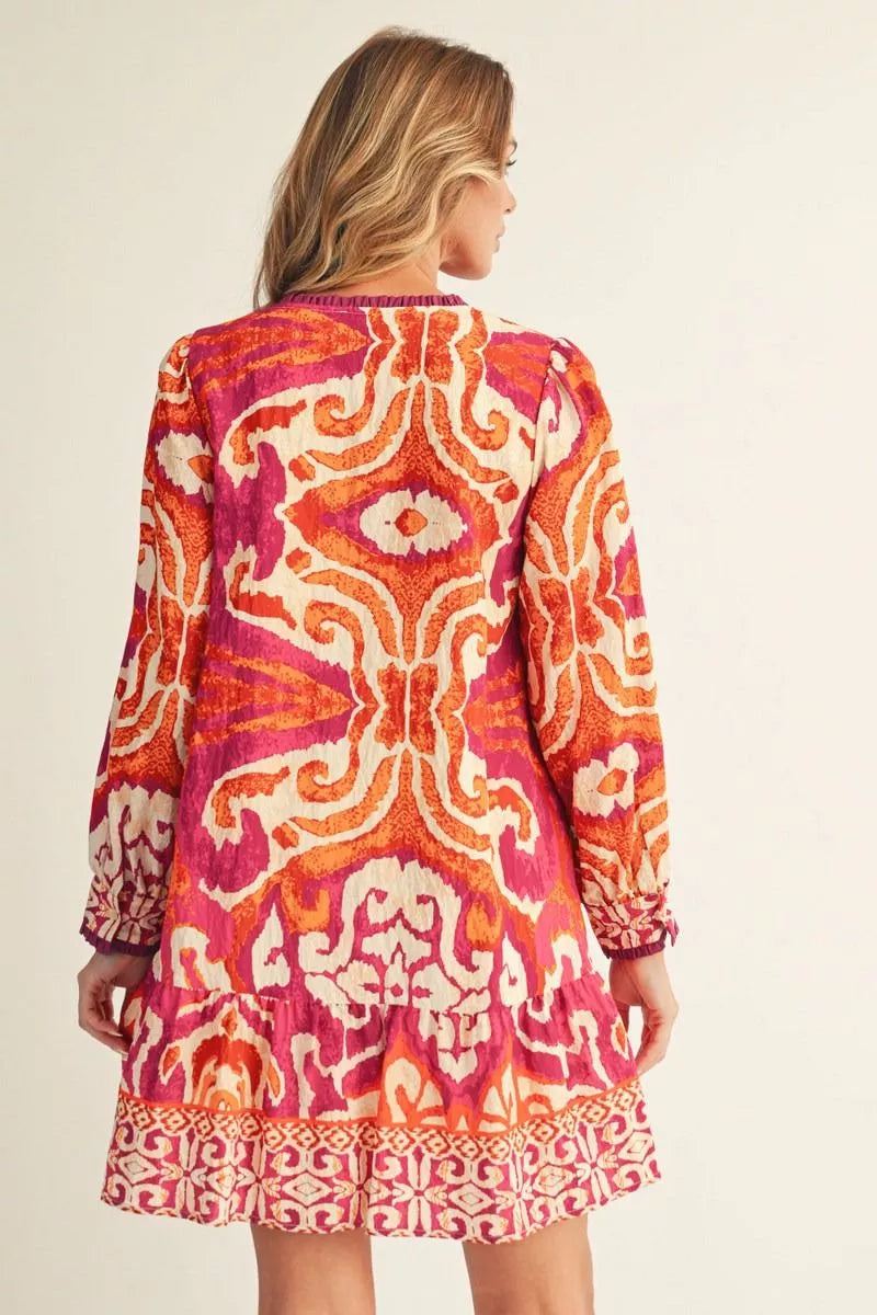 Orange & Pink Print Dress | Jodifl