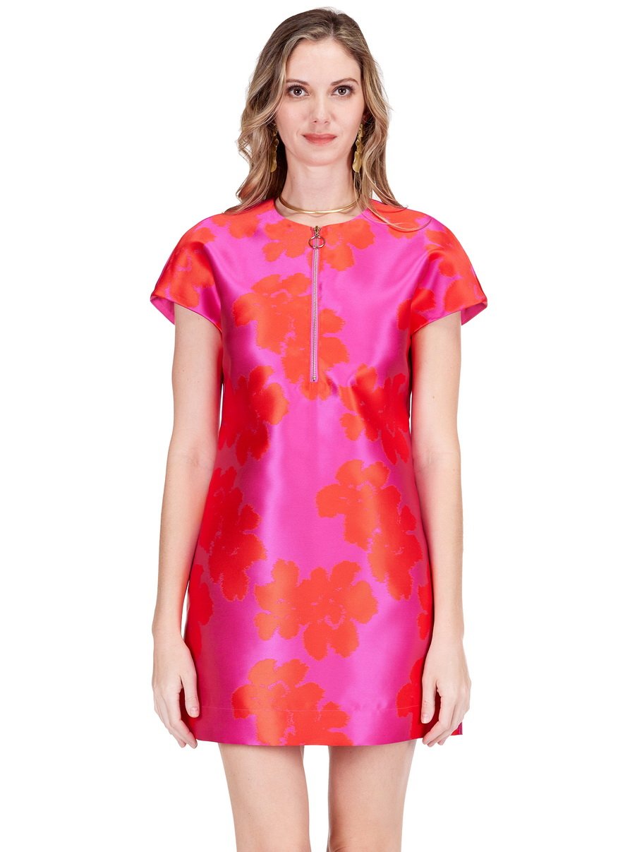 Pink & Orange Hibiscus Print Sheath