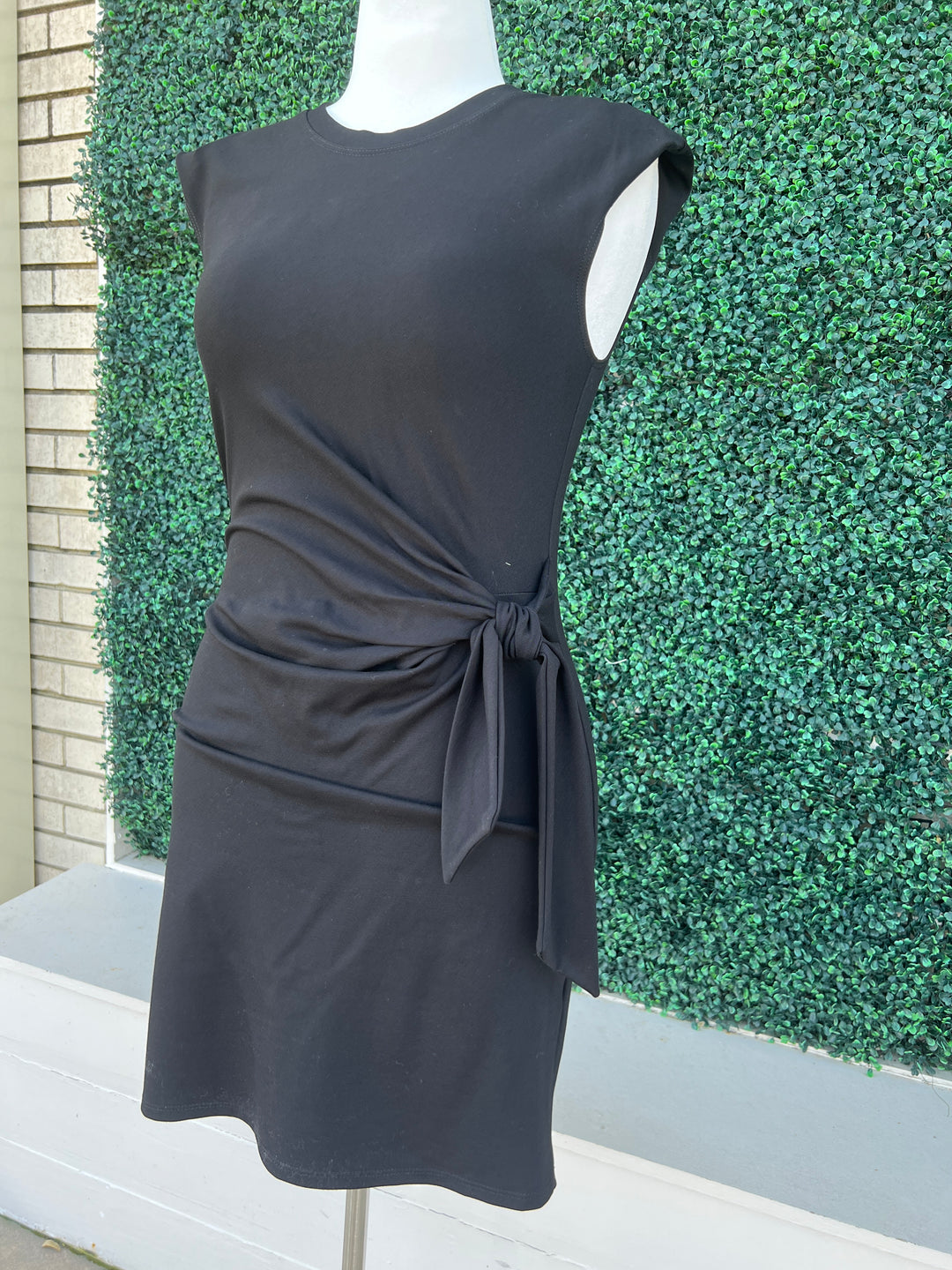 Ponte Knit Side Tie Black Dress | Made in USA Ponte Knit Side Tie Black Dress | Made in USA