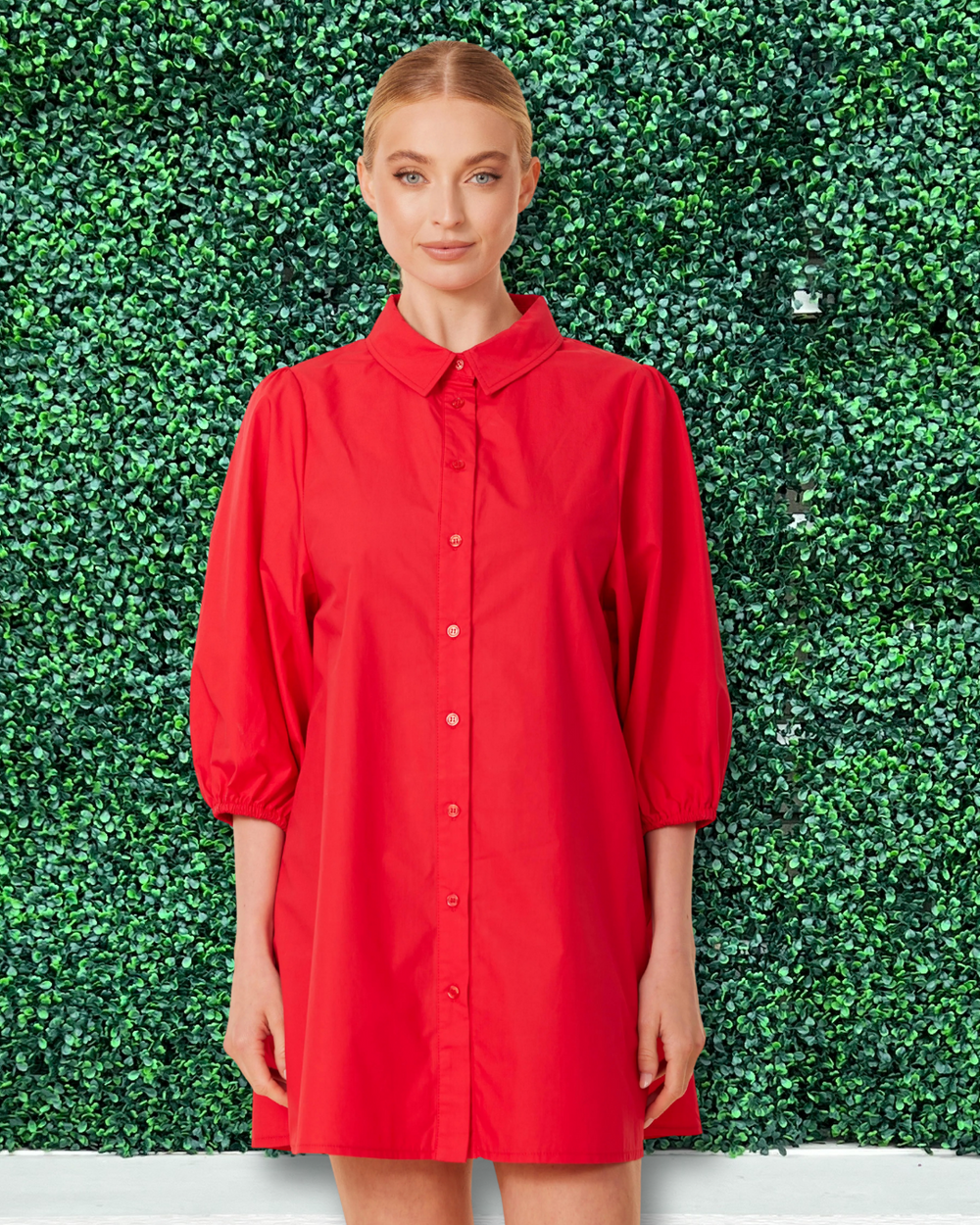 Red Cotton Exaggerated Sleeve Dress/Tunic Dolce Cabo