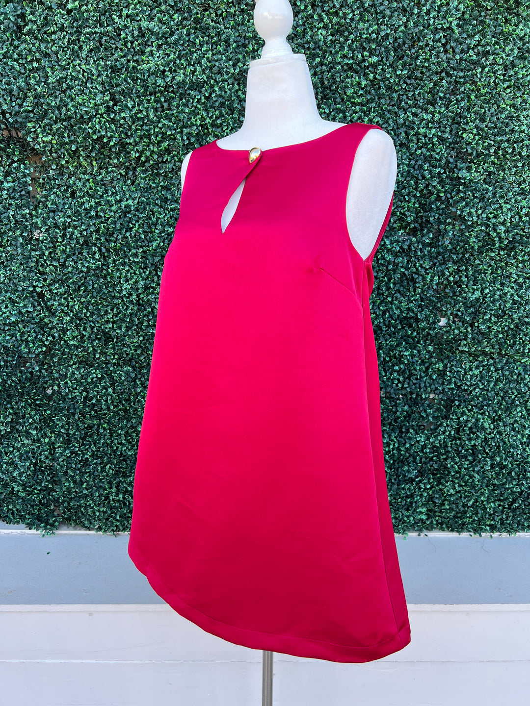 Red Gold Button Keyhole Dress Burgundy / L Red Gold Button Keyhole Dress Burgundy / L