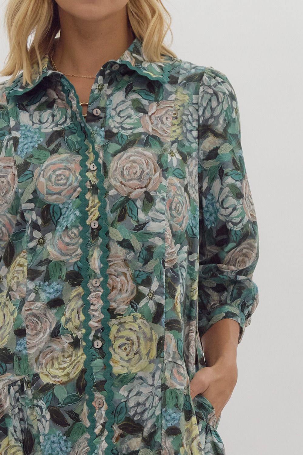 Rickrack Floral Dress | Entro Brand Clothing | Women's Boutique  Trs Chic  Boutique