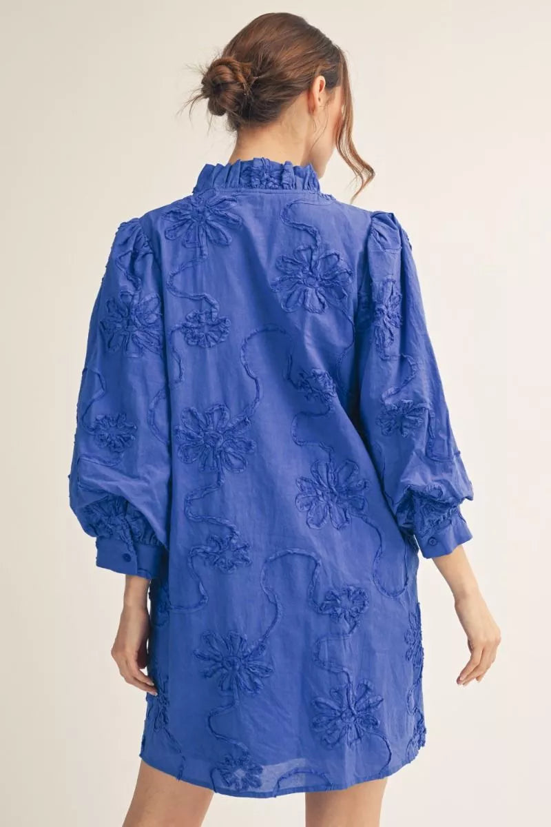 Royal Blue 3D Flower Dress | Jodifl | Cotton Women's Dresses Blue / L Royal Blue 3D Flower Dress | Jodifl | Cotton Women's Dresses Blue / L