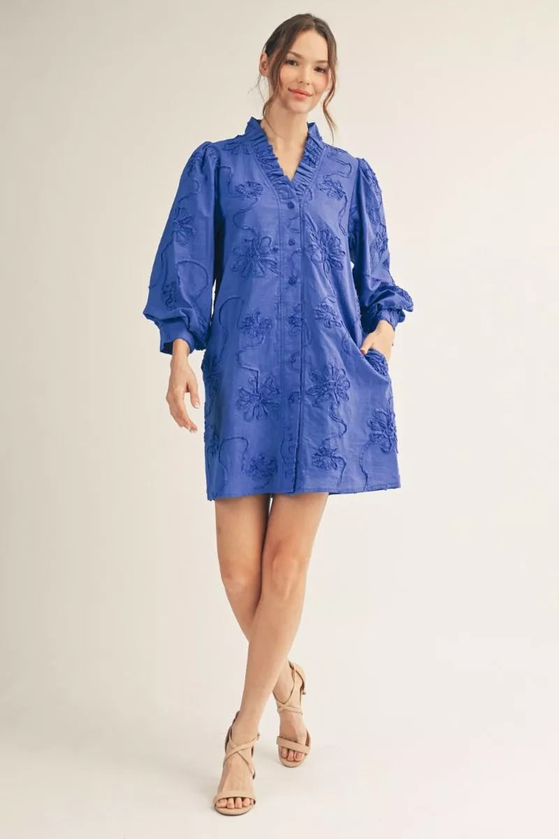 white christmas dresses Royal Blue 3D Flower Dress | Jodifl