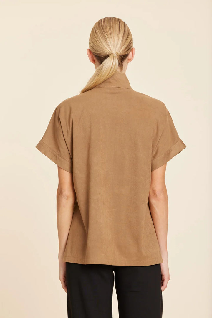 Faux Suede Half Zip Top