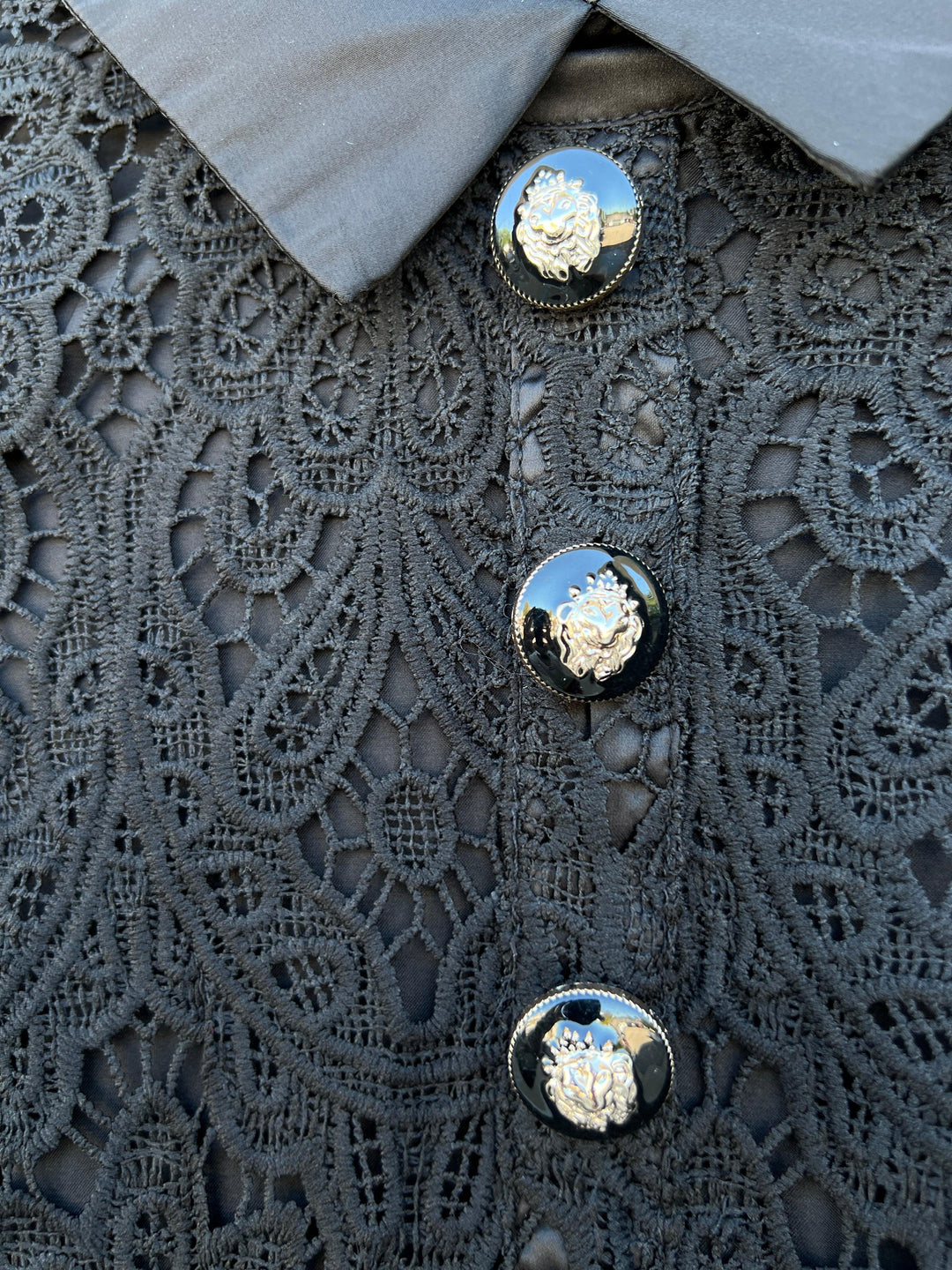 Satin Collar & Gold Buttons Lace Dress | Little Black Happy Hour Dress Trs Chic Boutique Satin Collar & Gold Buttons Lace Dress | Little Black Happy Hour Dress Trs Chic Boutique