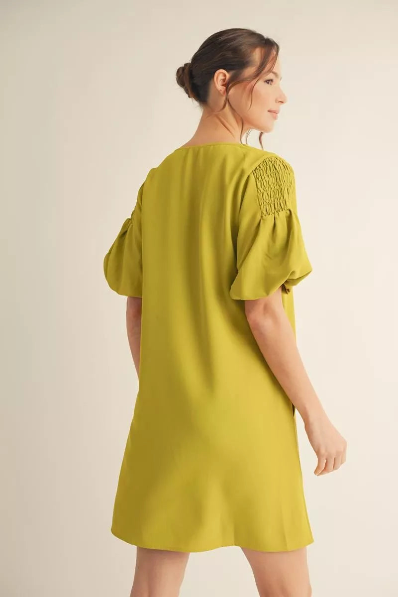 Shirred Short Sleeve Sheath | Jodifl