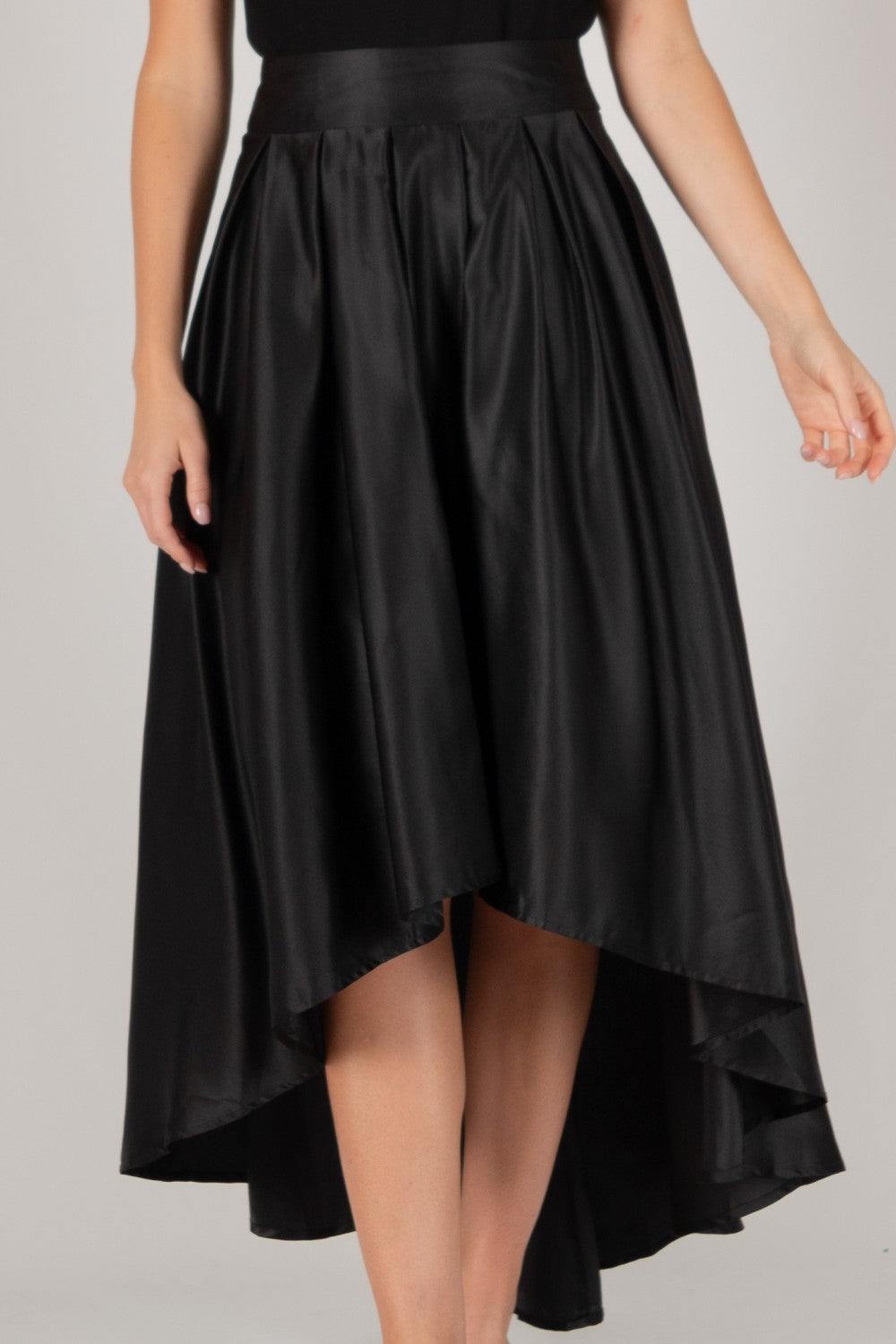 Structured High Low Satin Skirt