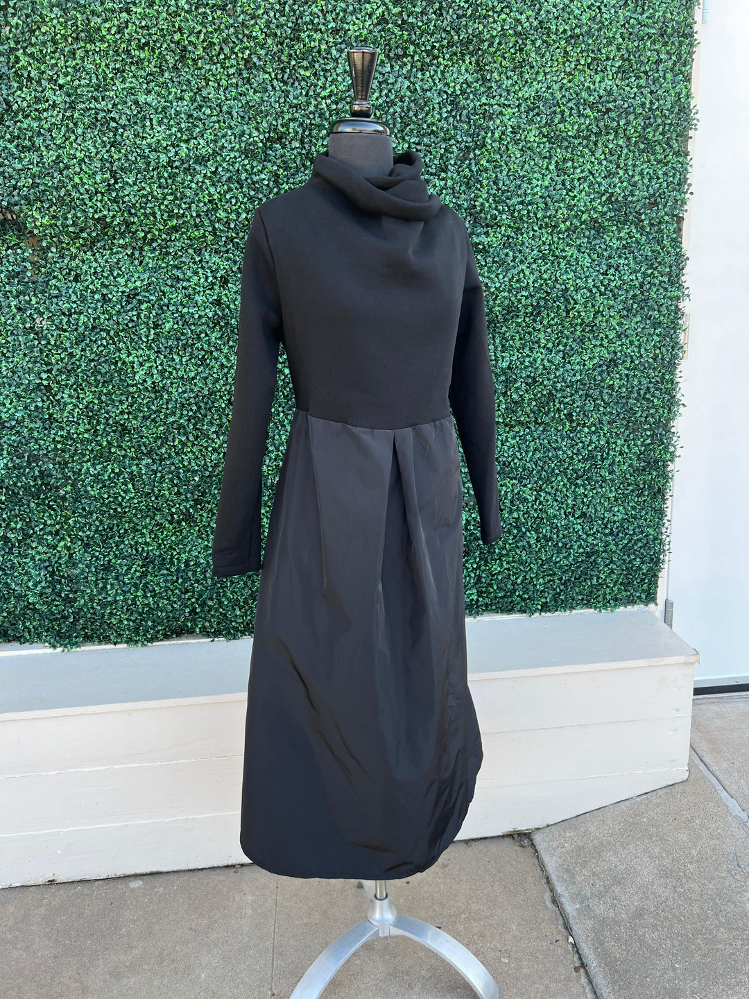 Sweatshirt & Nylon Mixed Medium Dress | Made in Italy | Boutique Black / S Sweatshirt & Nylon Mixed Medium Dress | Made in Italy | Boutique Black / S