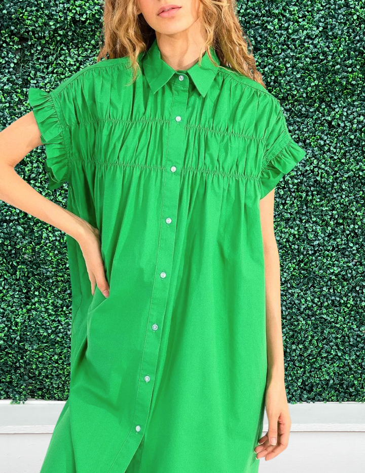 molly bracken cotton shirt dress boutique online green