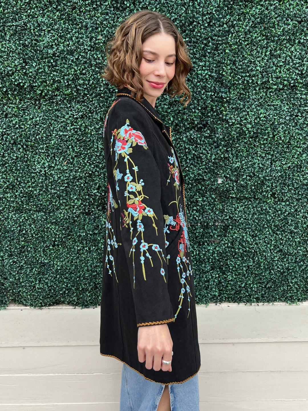 Twill Chrysanthemum Coat HLSR Southern Style Rodeo Boutique colorful layer embroidered