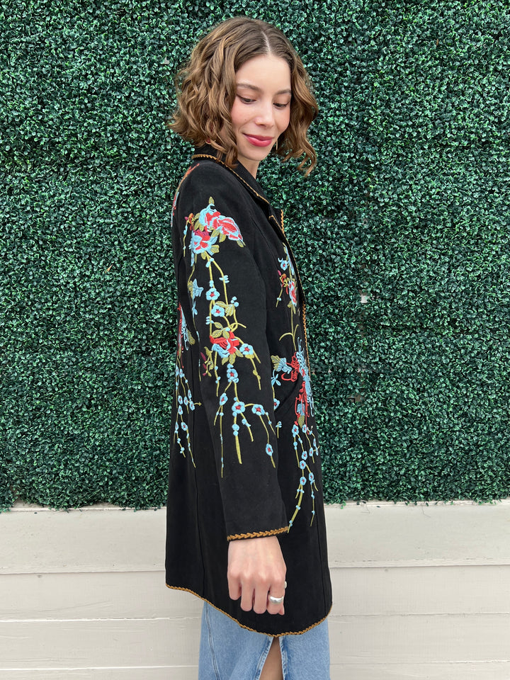 Twill Chrysanthemum Coat HLSR Southern Style Rodeo Boutique colorful layer embroidered