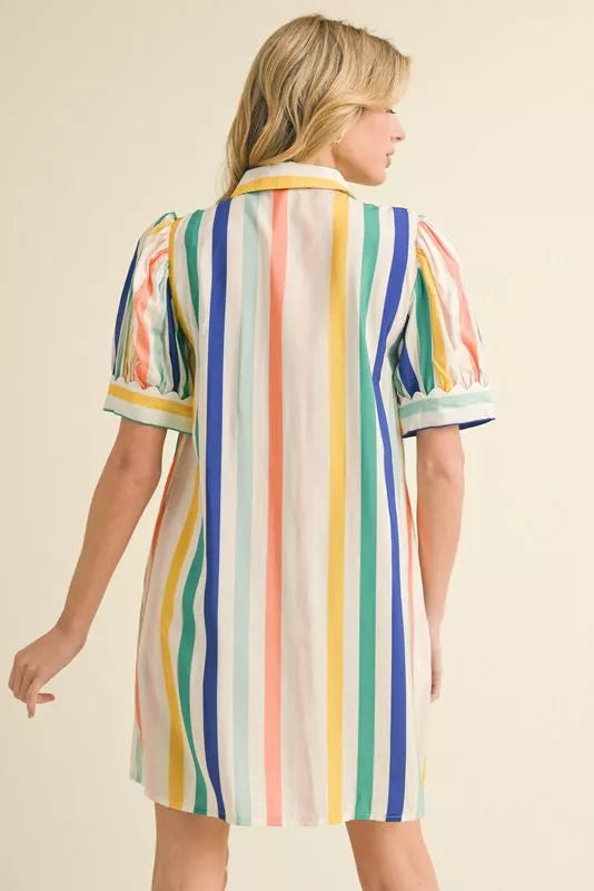 Vertical Rainbow Stripe Dress | Jodifl
