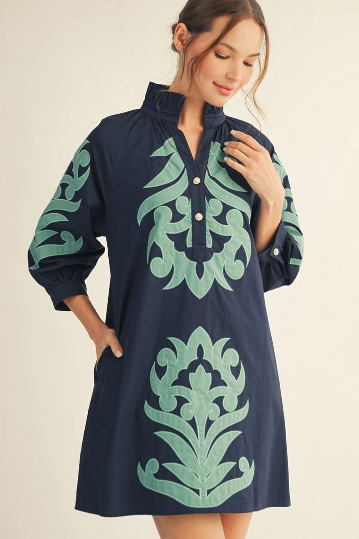 Western Turquoise Applique Dress southern style