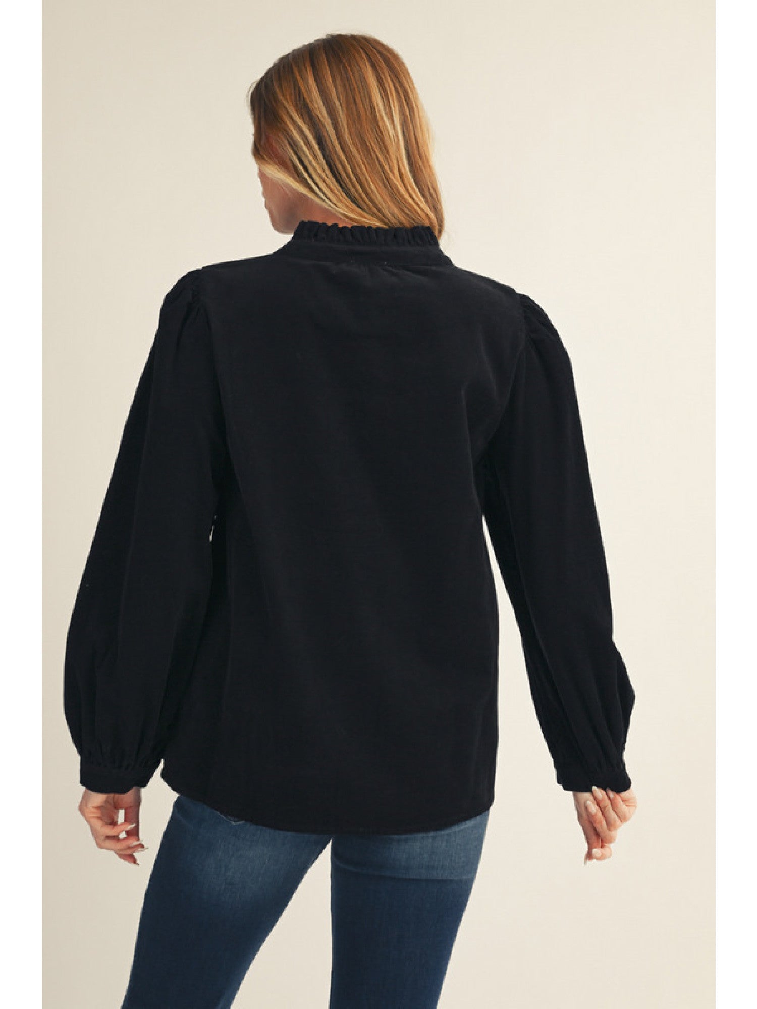 Corduroy Embroidered Long Sleeve Blouse | Jodifl | Women's