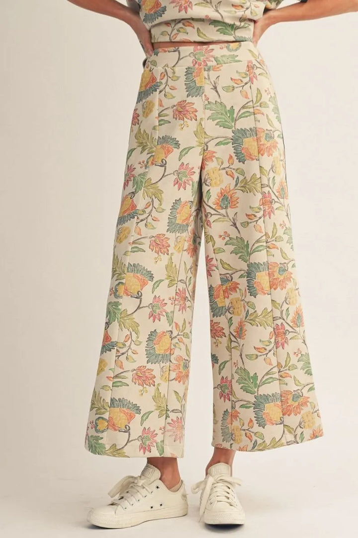 Wide leg floral Track Pant