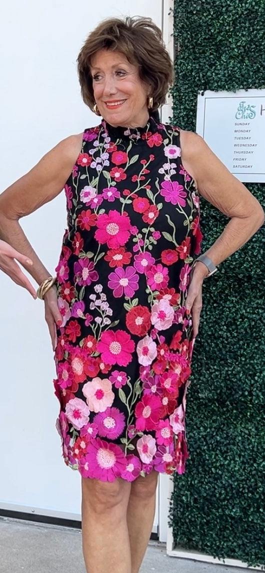 Pink Florals Appliqu Dress | Colorful Women's Dresses Boutique | Jade Pink / M Pink Florals Appliqu Dress | Colorful Women's Dresses Boutique | Jade Pink / M