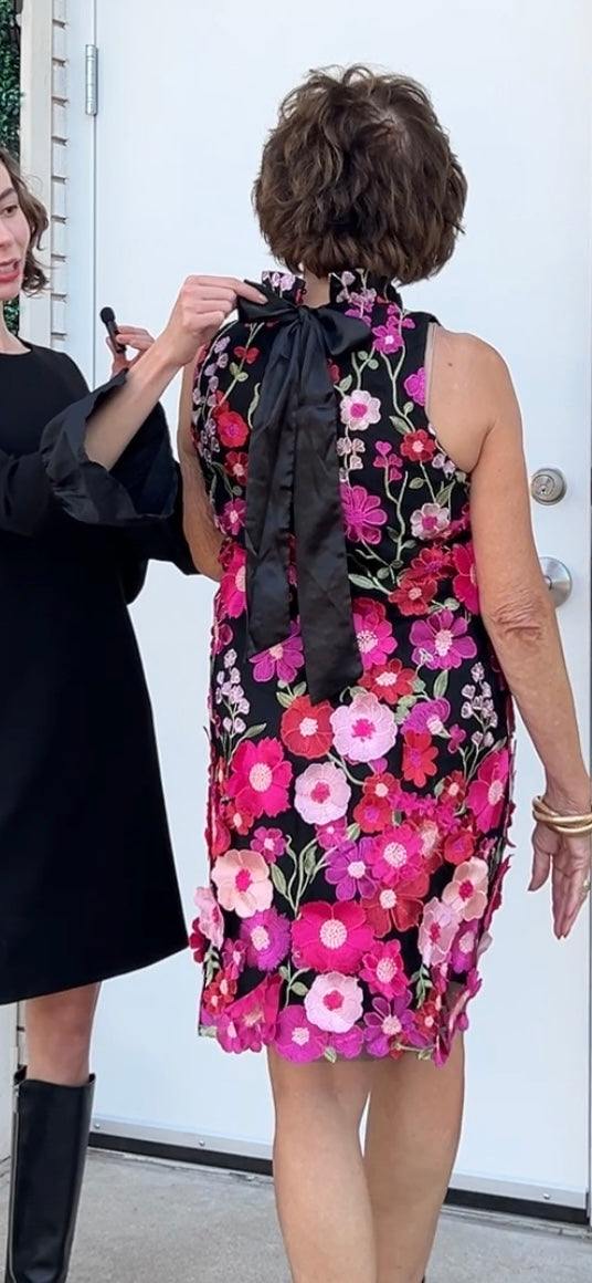 Pink Florals Appliqu Dress | Colorful Women's Dresses Boutique | Jade Pink / M Pink Florals Appliqu Dress | Colorful Women's Dresses Boutique | Jade Pink / M