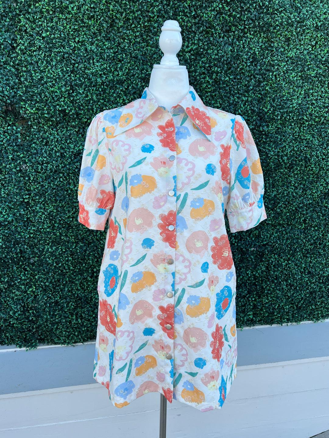 Stamped Floral Embroidered Dress | Quality Women's Boutique Clothing Pastels / L Stamped Floral Embroidered Dress | Quality Women's Boutique Clothing Pastels / L