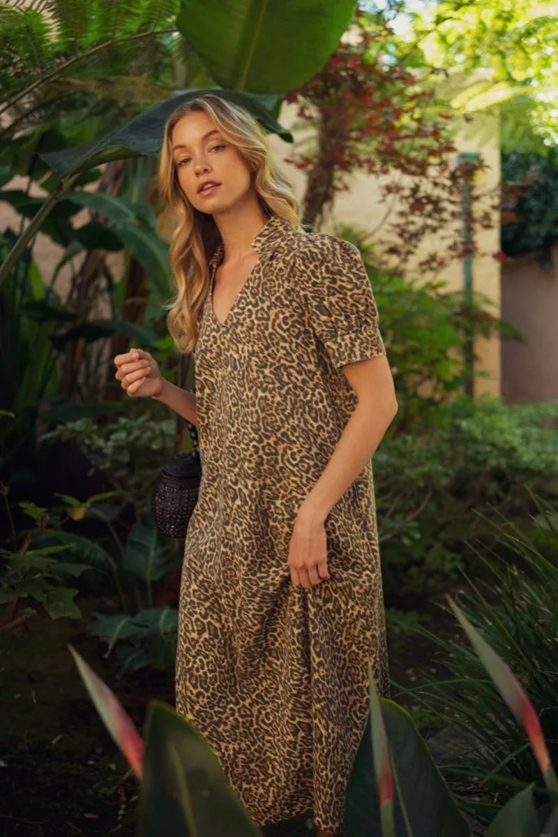 Cotton Animal Print Maxi Dress