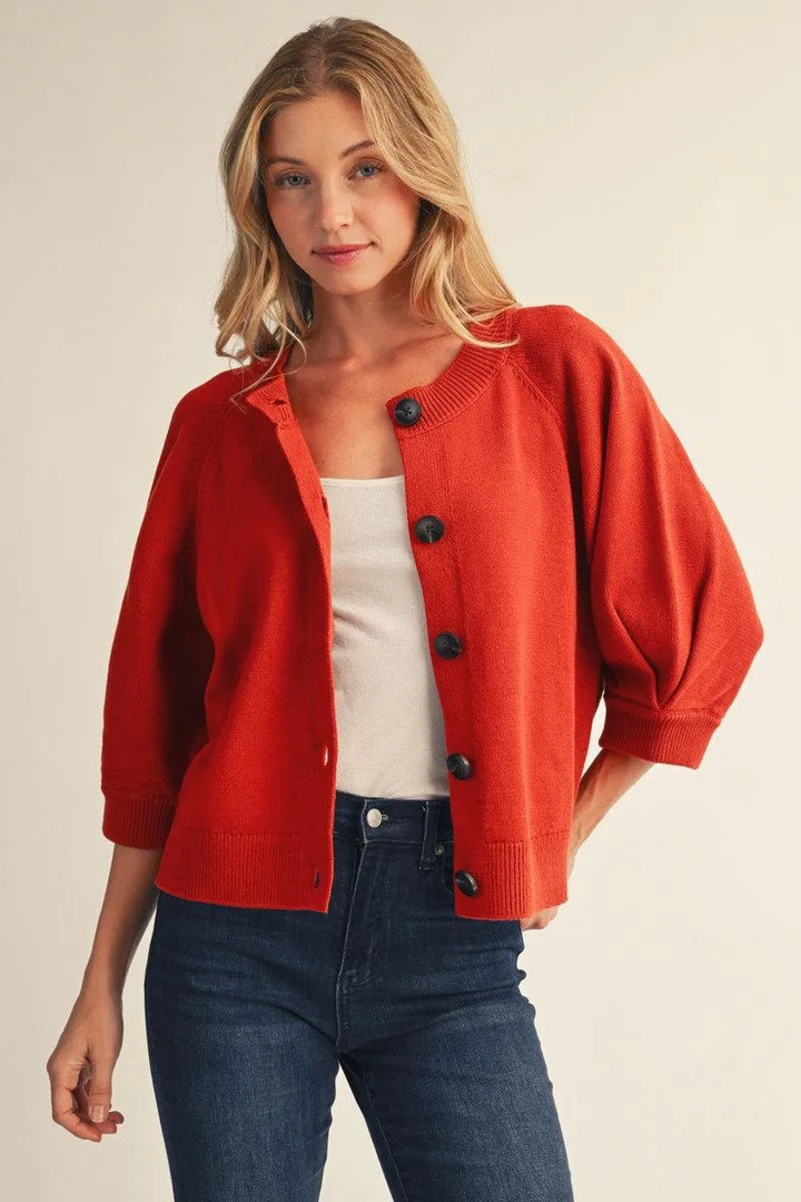 Pleated Sleeve Cardigan