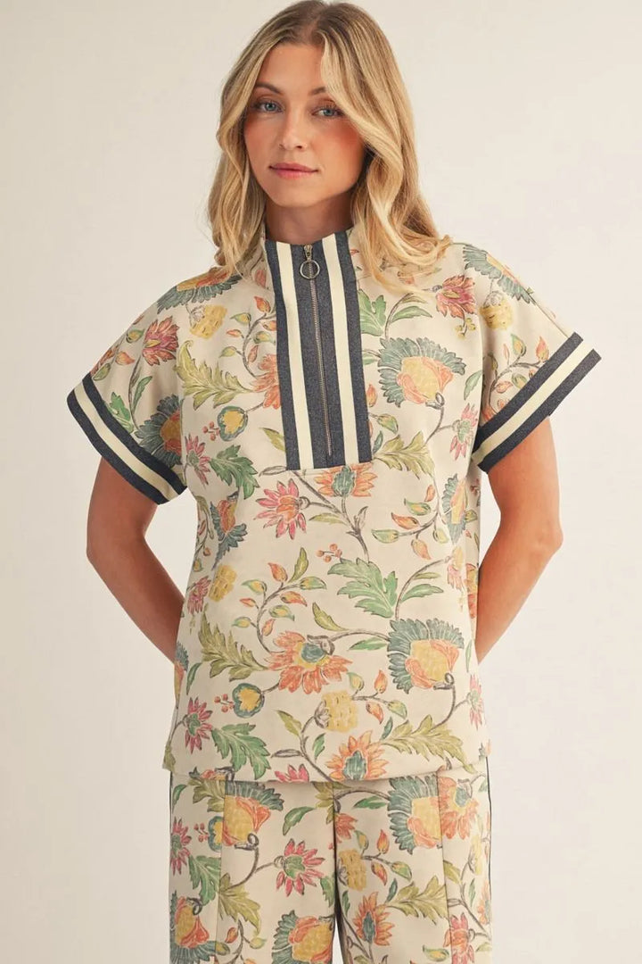 Half Zip Floral Track Top