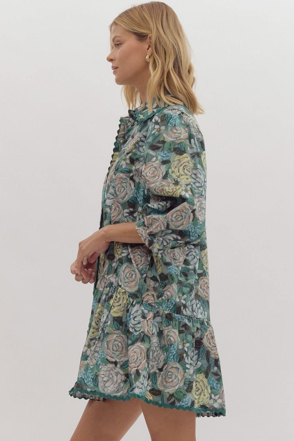 Rickrack Floral Dress | Entro Brand Clothing | Women's Boutique  Trs Chic  Boutique