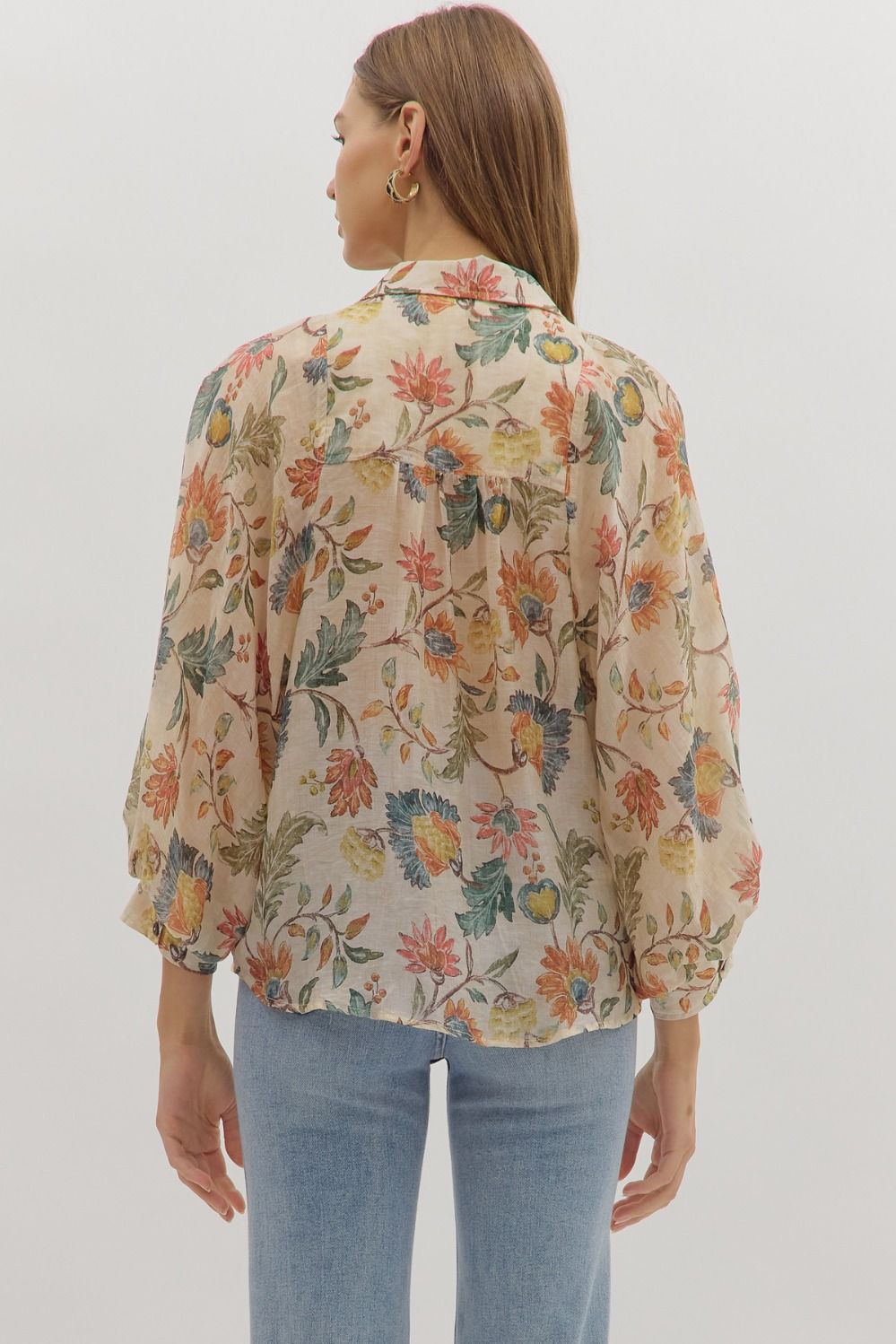 Cream Florals Lightweight Blouse