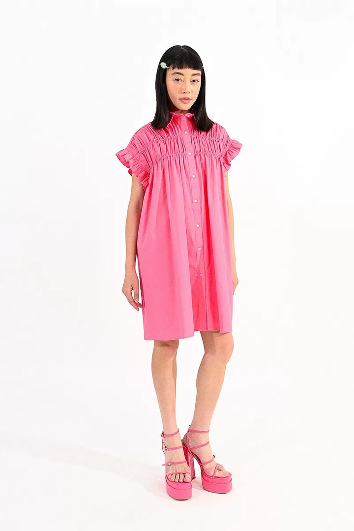 molly bracken cotton shirt dress boutique online pink