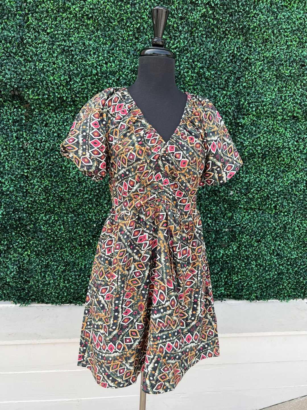 Elastic V Neck Dress | Fall Printed Dress Boutique | Online Store Geometric / M Elastic V Neck Dress | Fall Printed Dress Boutique | Online Store Geometric / M