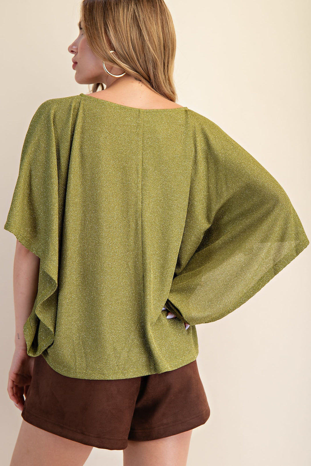 Kimono Sleeve Sparkle Knit Top Online Women's Boutique Affordable