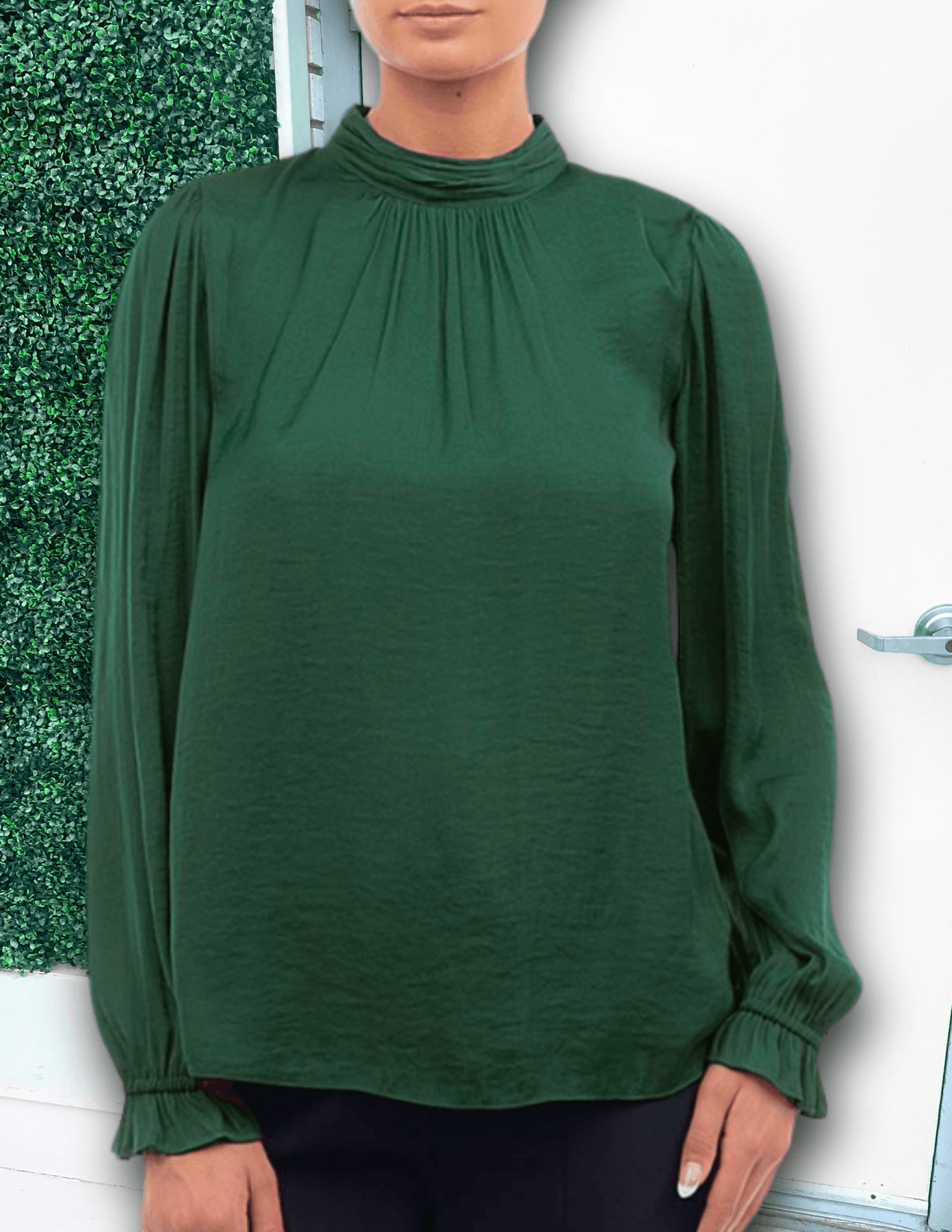 Satin Mock Neck Blouse | Naked Zebra Brand Tops | Women's Boutique