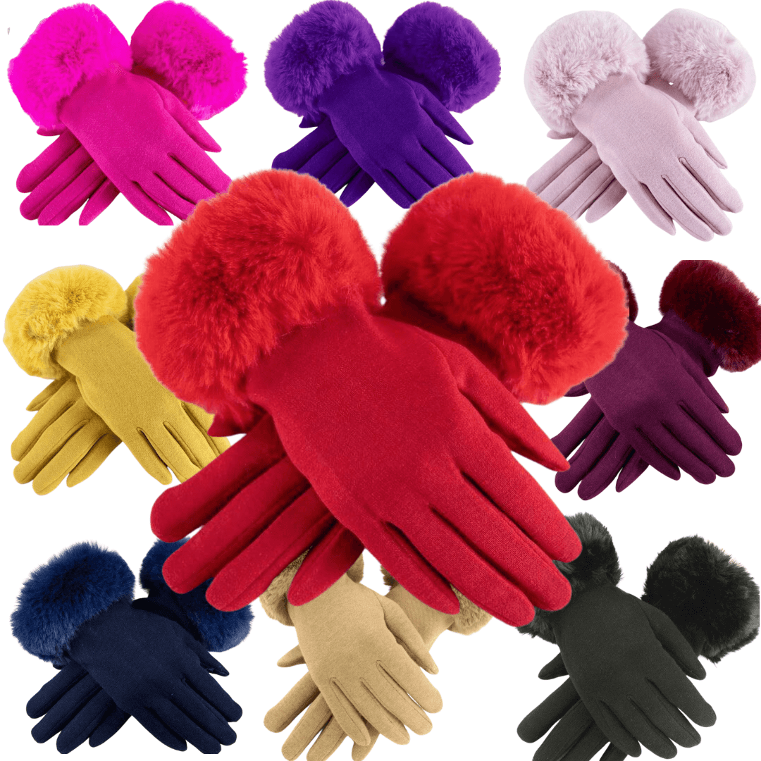 Faux fur touch screen colorful gloves womens stocking stuffer ideas yellow