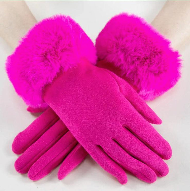 Faux fur touch screen colorful gloves womens stocking stuffer ideas  hot pink