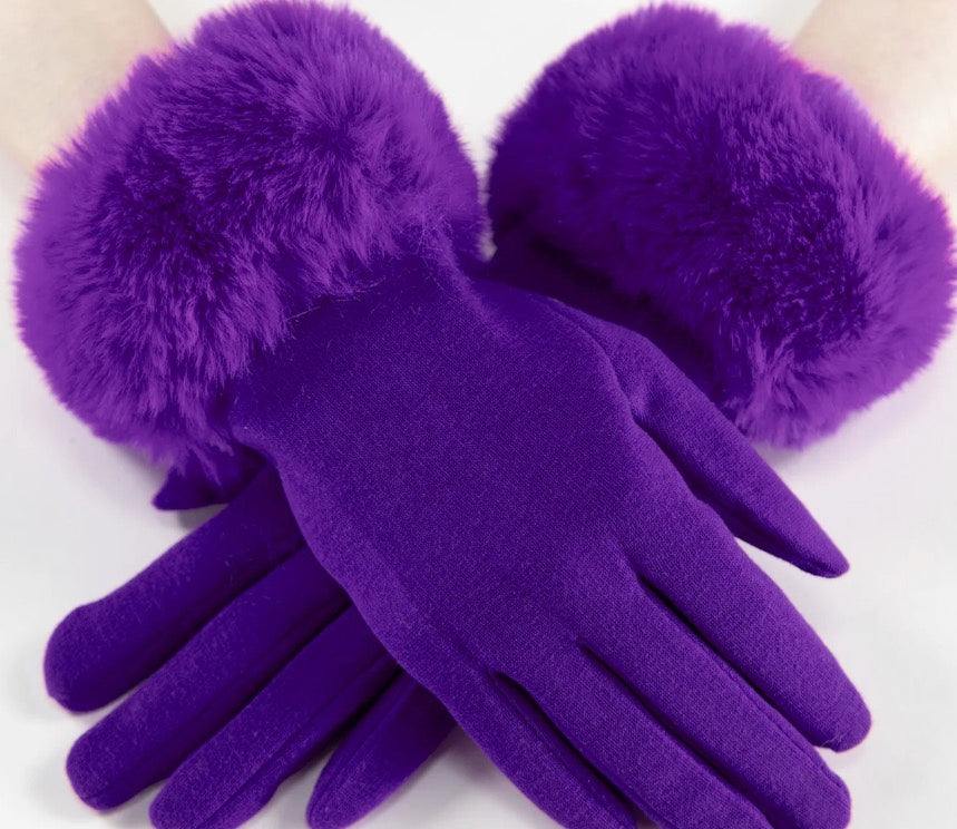 Faux fur touch screen colorful gloves womens stocking stuffer ideas  purple
