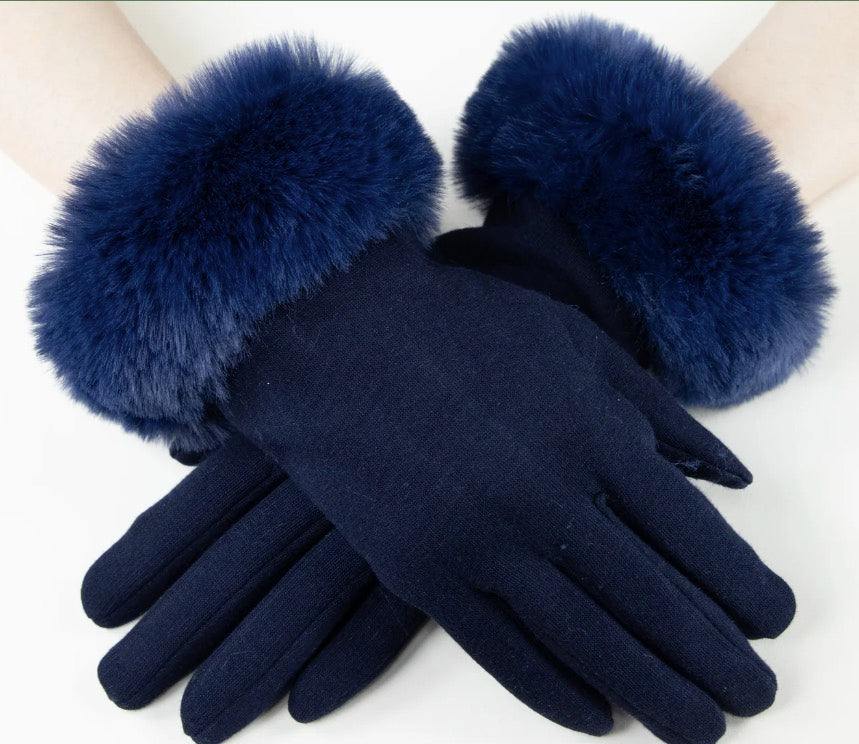 Faux fur touch screen colorful gloves womens stocking stuffer ideas black