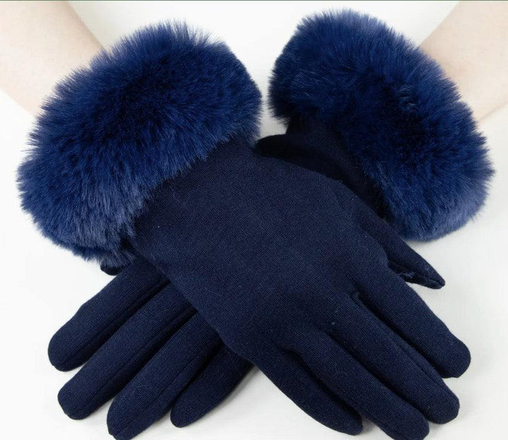 Faux fur touch screen colorful gloves womens stocking stuffer ideas black