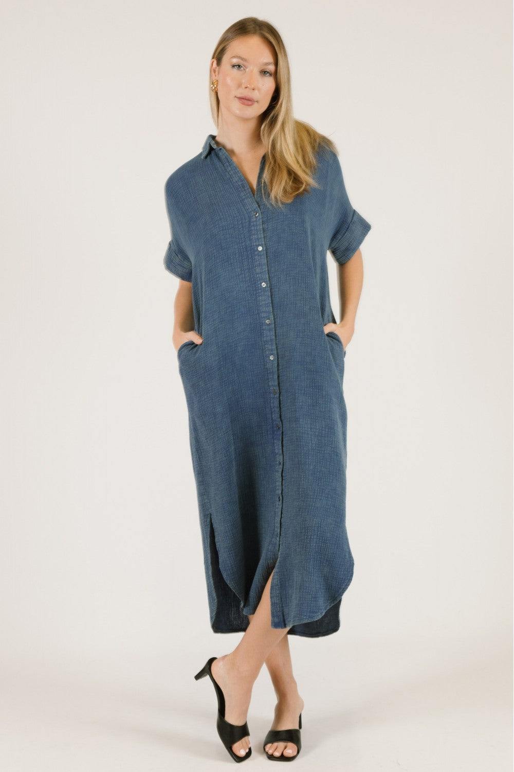 gauze maxi shirt dress Gauze Maxi Shirt Dress