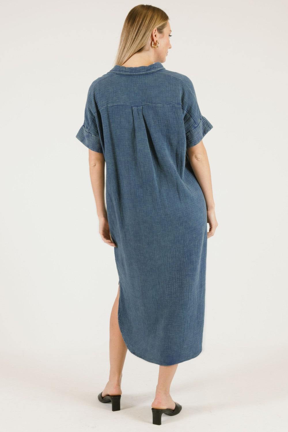 Gauze Maxi Shirt Dress