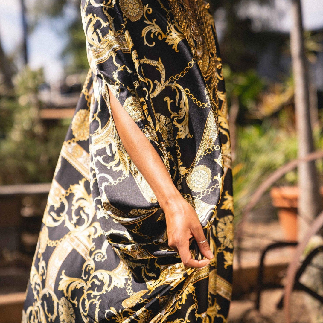 Black and Gold Linked Caftan - Tres Chic Houston