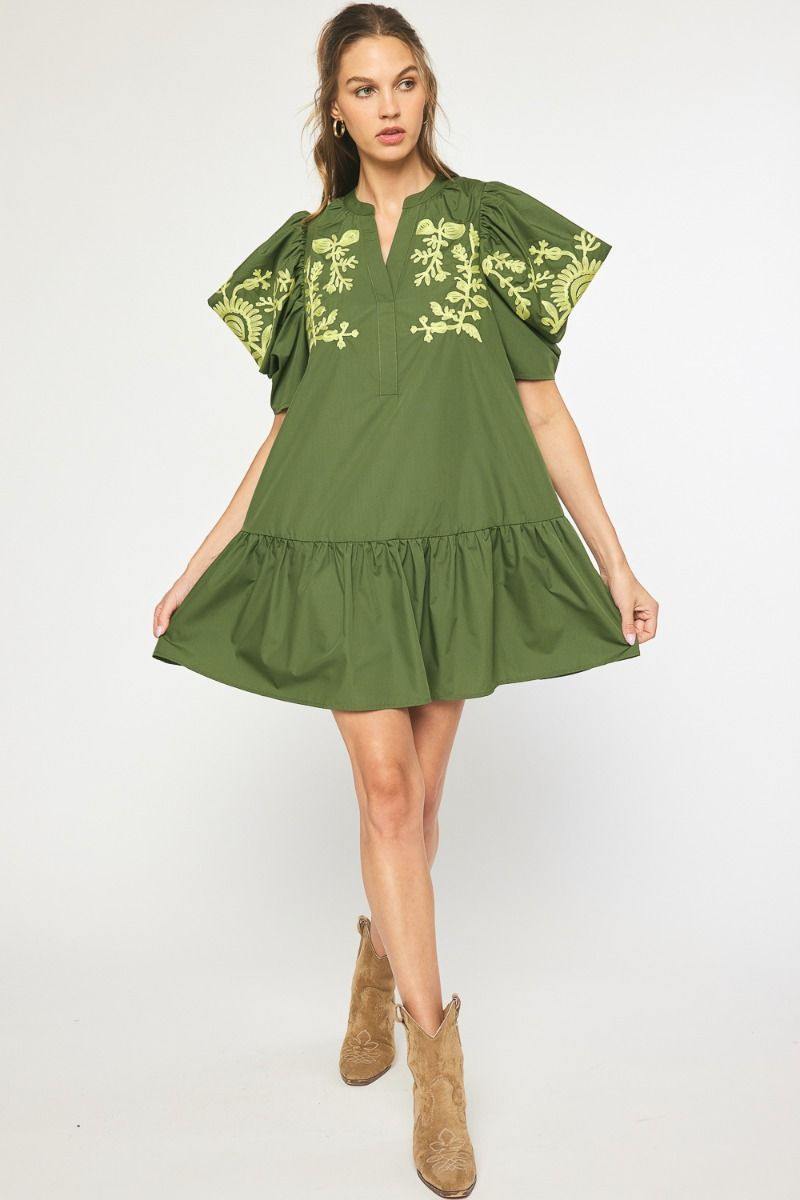 Olive and Lime Dress Entro Brand Dresses | Floral Embroidered Olive / M Olive and Lime Dress Entro Brand Dresses | Floral Embroidered Olive / M