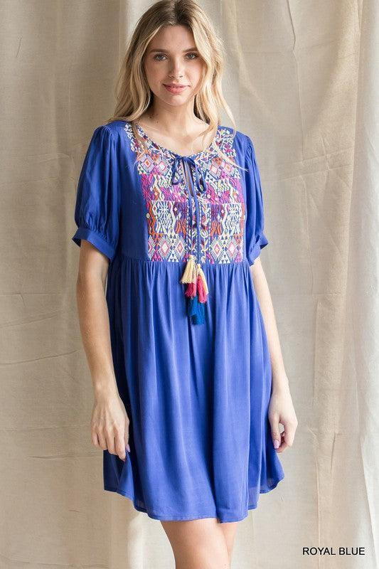Embroidered Yoke Babydoll Dress Embroidered Yoke Babydoll Dress