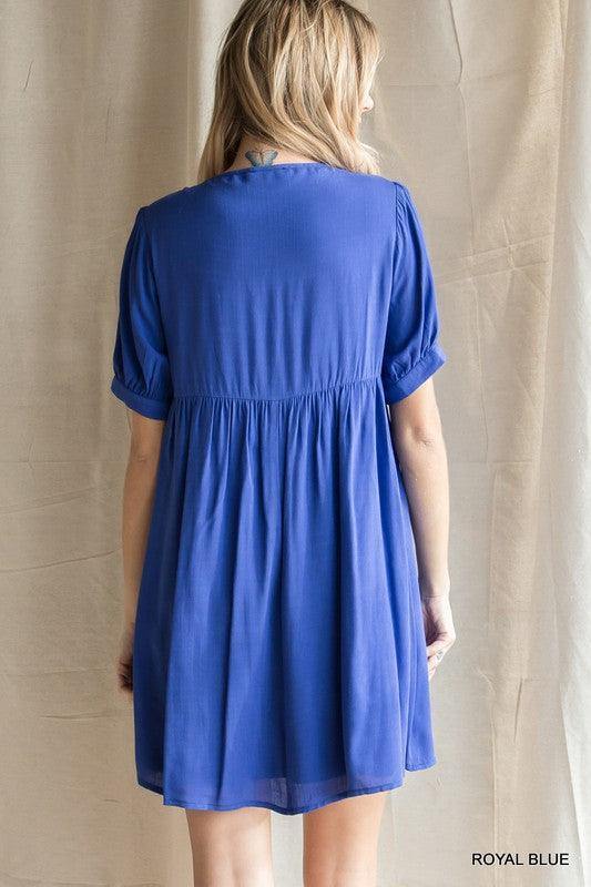 Embroidered Yoke Babydoll Dress – Très Chic Boutique Embroidered Yoke Babydoll Dress – Très Chic Boutique