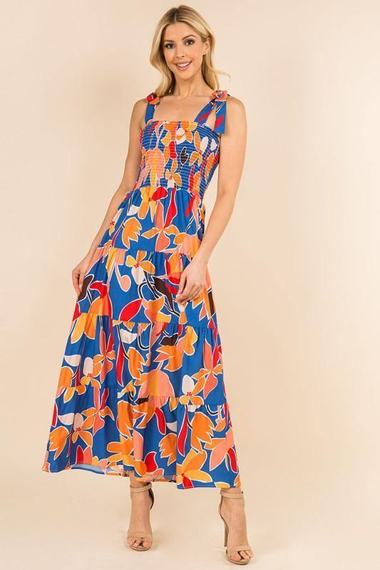 Multi-colored Floral Maxi Dress - Tres Chic Houston